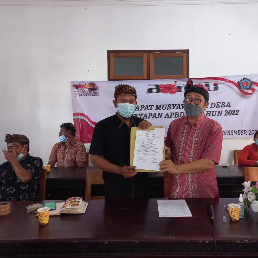 Musdes Penetapan APBDes Tahun 2022 Dan Penyerah Terimaan Jabatan Kepala Wilayah Bangbang Tengah